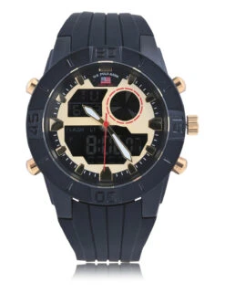 U.S. Polo Assn. MEN'S BLACK STRAP WITH GOLD ACCENTS ANA DIGI WATCH -Modern Wear Shop US9807BU 4931