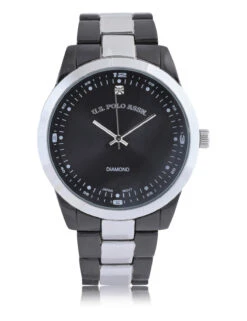 U.S. Polo Assn. HIS AND HERS SILVER LINK DIAMOND WATCH SET -Modern Wear Shop USC2270UO 4740