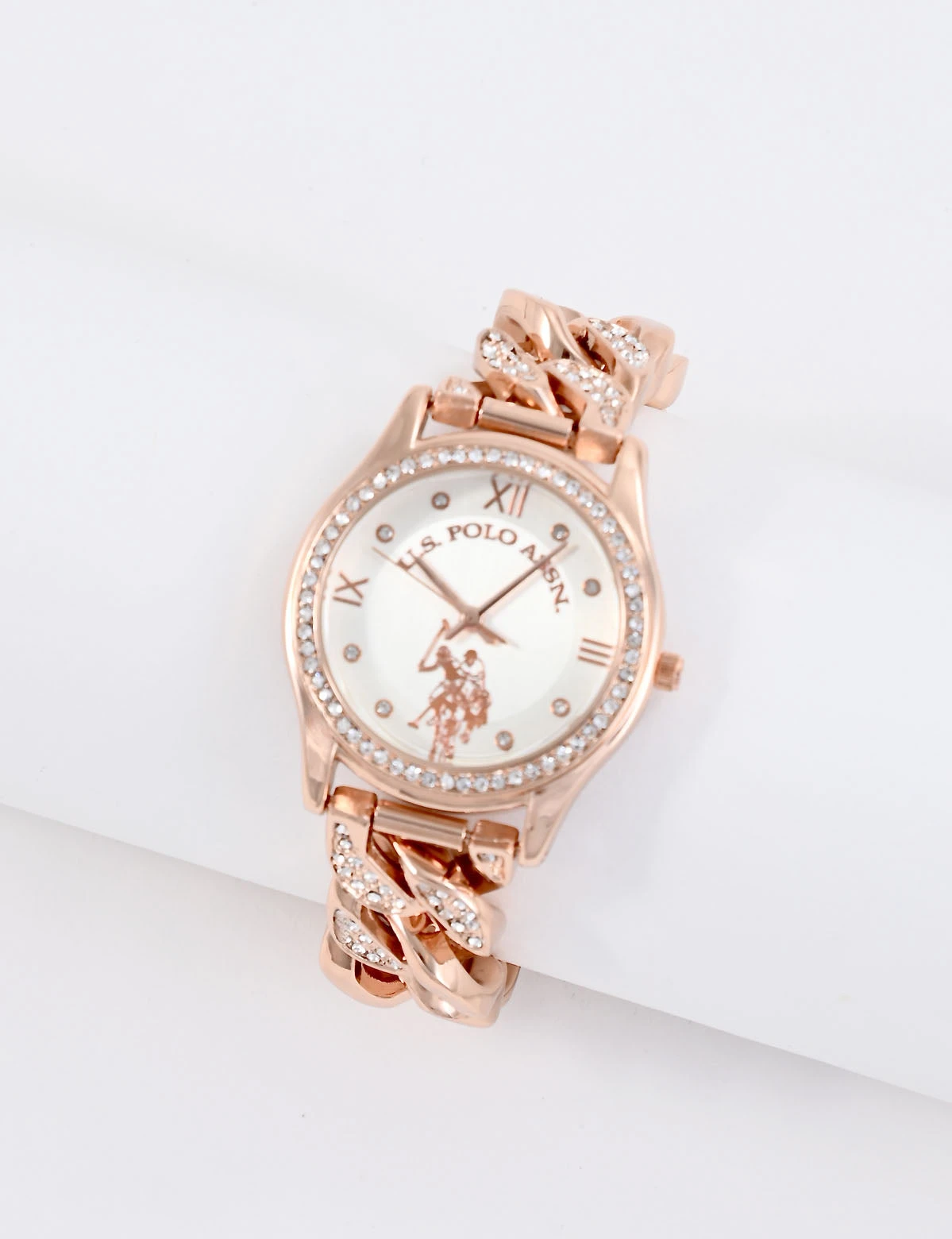U.S. Polo Assn. WOMEN'S CRYSTAL EMBELLISHED CHAIN WATCH 3 U.S. Polo Assn. WOMEN'S CRYSTAL EMBELLISHED CHAIN WATCH