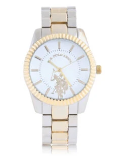 U.S. Polo Assn. LADIES SILVER AND GOLD LINK BRACELET WATCH -Modern Wear Shop USC40297AF 4712
