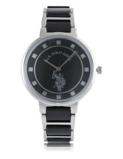U.S. Polo Assn. LADIES BLACK LINK WITH SILVER ACCENT WATCH -Modern Wear Shop USC40423UO 4717