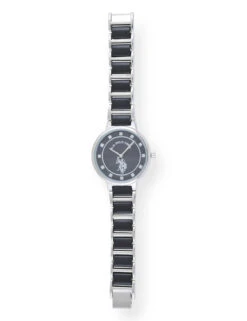 U.S. Polo Assn. LADIES BLACK LINK WITH SILVER ACCENT WATCH -Modern Wear Shop USC40423UO 4885