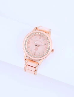 U.S. Polo Assn. LADIES PINK LINK ANALOG BRACELET WATCH
