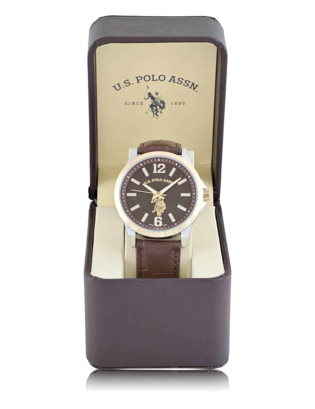 U.S. Polo Assn. MEN'S BROWN CROC STRAP WITH GOLD ACCENT WATCH 4 U.S. Polo Assn. MEN'S BROWN CROC STRAP WITH GOLD ACCENT WATCH - Image 2
