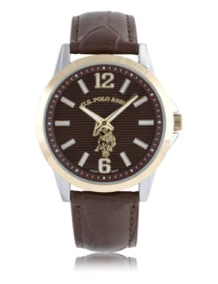 U.S. Polo Assn. MEN'S BROWN CROC STRAP WITH GOLD ACCENT WATCH 8 U.S. Polo Assn. MEN'S BROWN CROC STRAP WITH GOLD ACCENT WATCH -Modern Wear Shop USC50622UO 4659