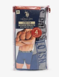 U.S. Polo Assn. 4PK STRETCH BOXER BRIEFS -Modern Wear Shop USM213PB30 AST2 5256