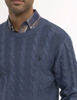 U.S. Polo Assn. CABLE CREW NECK SWEATER -Modern Wear Shop USUF3S5216 PABL 0650