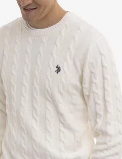 U.S. Polo Assn. CABLE CREW NECK SWEATER -Modern Wear Shop USUF3S5216 WNWH 1167