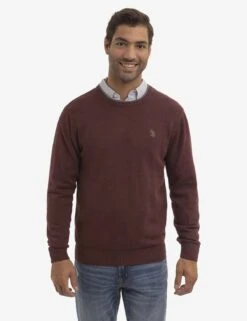 U.S. Polo Assn. SOLID JERSEY CREW NECK SWEATER -Modern Wear Shop USUF3S5243 CRRY 1198