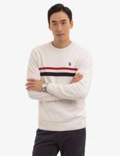 U.S. Polo Assn. SIGNATURE STRIPE CREW NECK SWEATER -Modern Wear Shop USUF3S5269 WNWH 1103