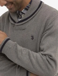 U.S. Polo Assn. TEXTURED SHAWL COLLAR SWEATER -Modern Wear Shop USUF3S5300 FLNH 2153