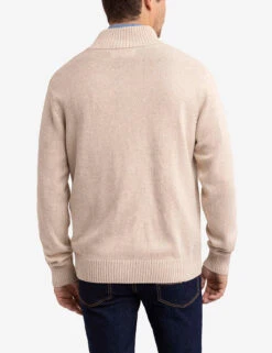 U.S. Polo Assn. TEXTURED YOKE FULL ZIP SWEATER -Modern Wear Shop USUF3S5371 CAMELHEATHER 0251