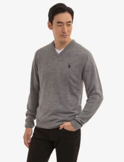 U.S. Polo Assn. SOFT SOLID JERSEY V-NECK SWEATER -Modern Wear Shop USUF3S5395 FLNH 0814