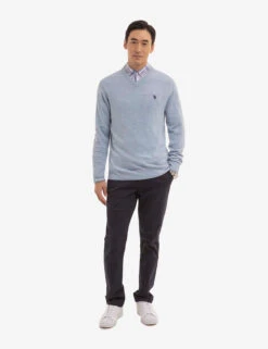 U.S. Polo Assn. SOFT SOLID JERSEY V-NECK SWEATER -Modern Wear Shop USUF3S5395 HTBL 1262