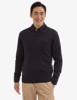 U.S. Polo Assn. SOFT SOLID JERSEY V-NECK SWEATER -Modern Wear Shop USUF3S5395 NAVY 0610