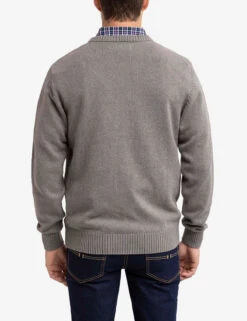 U.S. Polo Assn. TEXTURED CREW NECK SWEATER -Modern Wear Shop USUF3S5397 FAWN FLANNELHTHR 0180