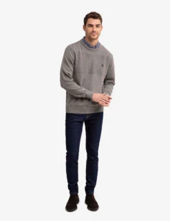 U.S. Polo Assn. TEXTURED CREW NECK SWEATER -Modern Wear Shop USUF3S5397 FAWN FLANNELHTHR 0193