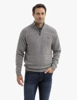U.S. Polo Assn. FRONT TEXTURED 1/4 ZIP SWEATER -Modern Wear Shop USUF3S5398 HAUB 13485