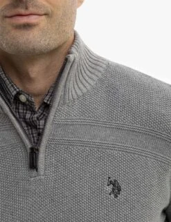 U.S. Polo Assn. FRONT TEXTURED 1/4 ZIP SWEATER -Modern Wear Shop USUF3S5398 HAUB 13490