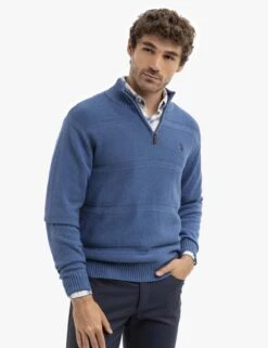 U.S. Polo Assn. FRONT TEXTURED 1/4 ZIP SWEATER -Modern Wear Shop USUF3S5398 HAUB 13603