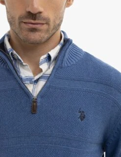 U.S. Polo Assn. FRONT TEXTURED 1/4 ZIP SWEATER -Modern Wear Shop USUF3S5398 HAUB 13606