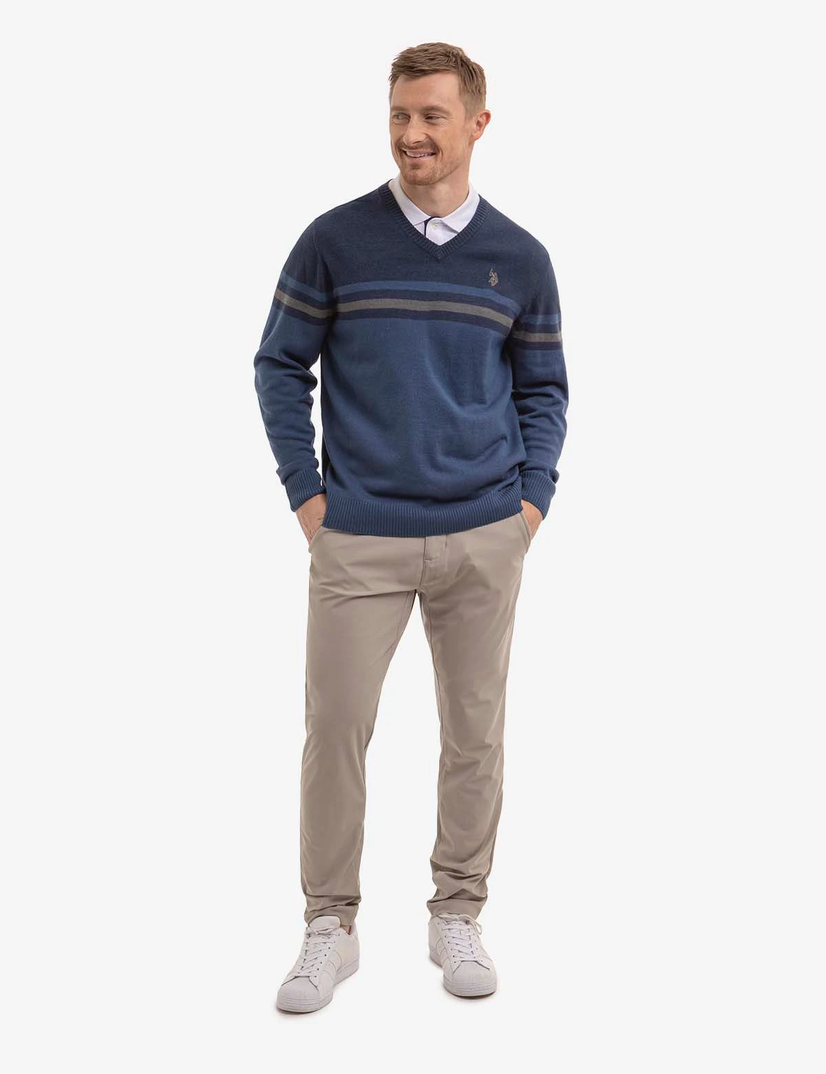 U.S. Polo Assn. SOFT ENGINEERED STRIPE V-NECK SWEATER 8 U.S. Polo Assn. SOFT ENGINEERED STRIPE V-NECK SWEATER - Image 6