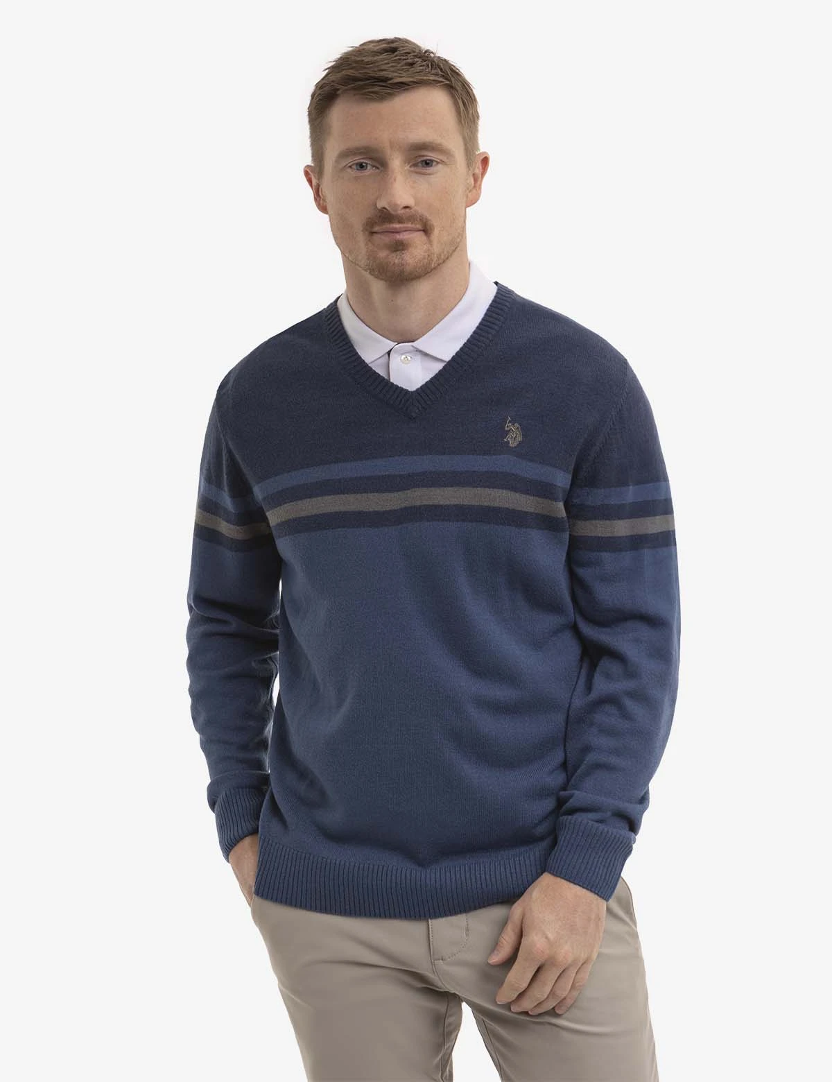U.S. Polo Assn. SOFT ENGINEERED STRIPE V-NECK SWEATER 7 U.S. Polo Assn. SOFT ENGINEERED STRIPE V-NECK SWEATER - Image 5