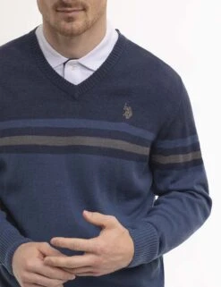 U.S. Polo Assn. SOFT ENGINEERED STRIPE V-NECK SWEATER 16 U.S. Polo Assn. SOFT ENGINEERED STRIPE V-NECK SWEATER -Modern Wear Shop USUF3S5893 PABL 1971