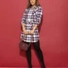 U.S. Polo Assn. LONG SLEEVE PLAID TIE DRESS