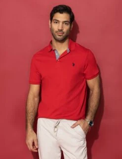 U.S. Polo Assn. SOLID INTERLOCK GINGHAM TRIM POLO SHIRT -Modern Wear Shop VALENTINES DAY 15041