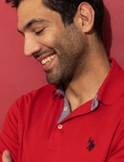 U.S. Polo Assn. SOLID INTERLOCK GINGHAM TRIM POLO SHIRT -Modern Wear Shop VALENTINES DAY 15062