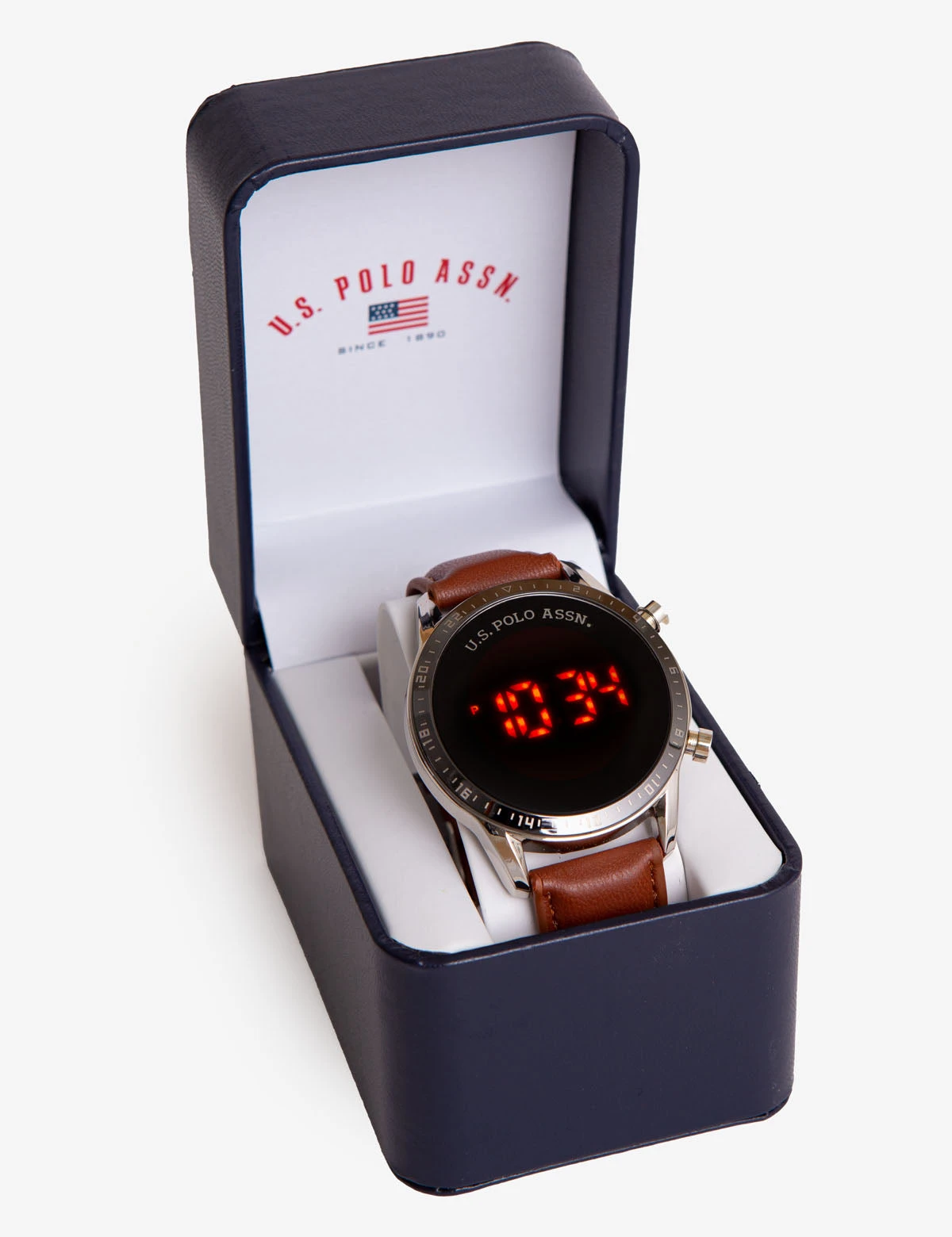 U.S. Polo Assn. MEN'S USPA BROWN STRAP LED WATCH 4 U.S. Polo Assn. MEN'S USPA BROWN STRAP LED WATCH - Image 2